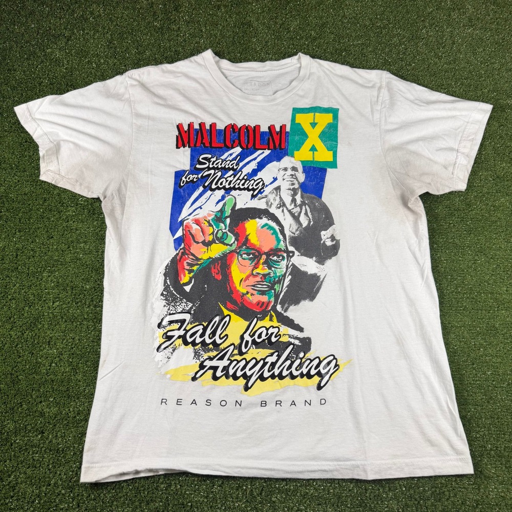 Reason Brand Malcolm X Stand For Nothing Fall For Anything Graphic T-Shirt White